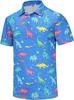 Novelty Graphic Short Sleeve Polo Shirt, Rooster & Taco Print, Casual Fun Wear