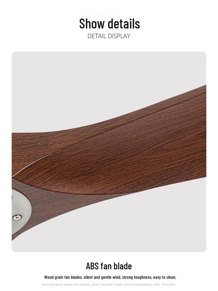 Nordic Silent Ceiling Fan Light with Wood Grain for Coffee Shop or Restaurant Decor