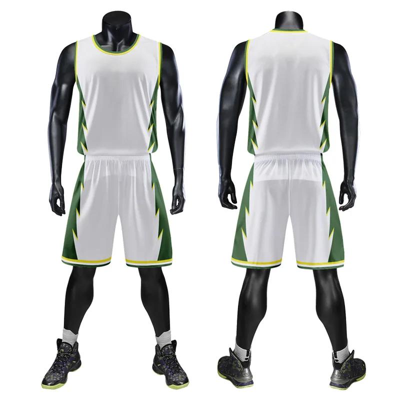 Custom Personalized Digital Print Mens Basketball Shirt Polyester Mesh Summer Breathable Basketball Jersey Set With Name WMS14