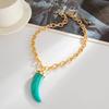 2026 New Trendy Imitation Of Cow Horns Acrylic Pendant Metal Necklace For Women Female DIY Chain Link Jewelry Birthday Party