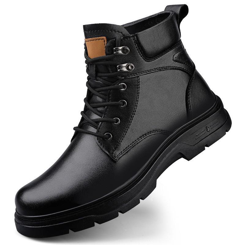 Men's Mid-Calf Genuine Leather Retro Martin Boots - Autumn/Winter Fashion, Versatile Thick Sole