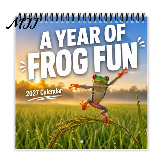 Süßer Frosch Fotografie Kalender Lustige Frösche 2027 Wandkalender, 12 Monate Humorvoll Zum Aufhängen für Zuhause Büro, Jan. - Dez. Tierplaner Natur