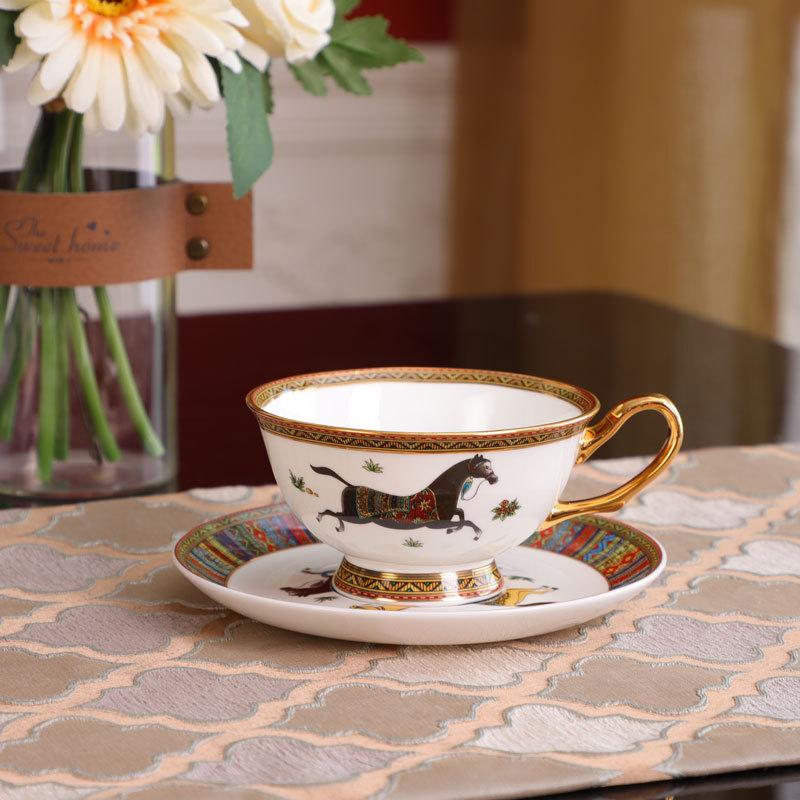 European Classic Oriental Horse Bone China Coffee Cup Saucer British Set Gift Box Set Wedding Gift