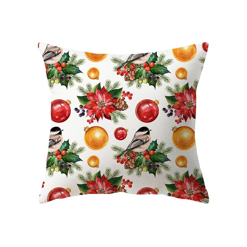 Merry Christmas Santa Claus Decorative Printed Pattern Cushion Cover Home Living Room Sofa Pillow