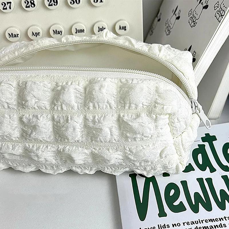 1Pc Cosmetic Bag Solid Color Pencil Case Creative Pillow Bag Large Capacity Bag For Girls School Supplies Stationery Box
