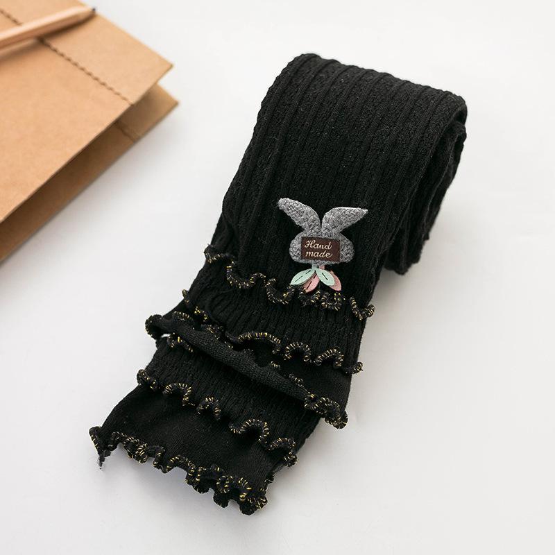 Children Pantyhose Autumn Outdoor Boutique Clothing Baby Girls Applique Cotton Leggings Kids Ruffle Pants