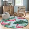 Animal Theme Round Rug Deer Shark Flamingo Print Carpet Absorbent Anti-Slip Home Decor Floormat for Living Room Bedroom Outdoor