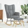 Rocking Chair with Footstool Light Grey Fabric