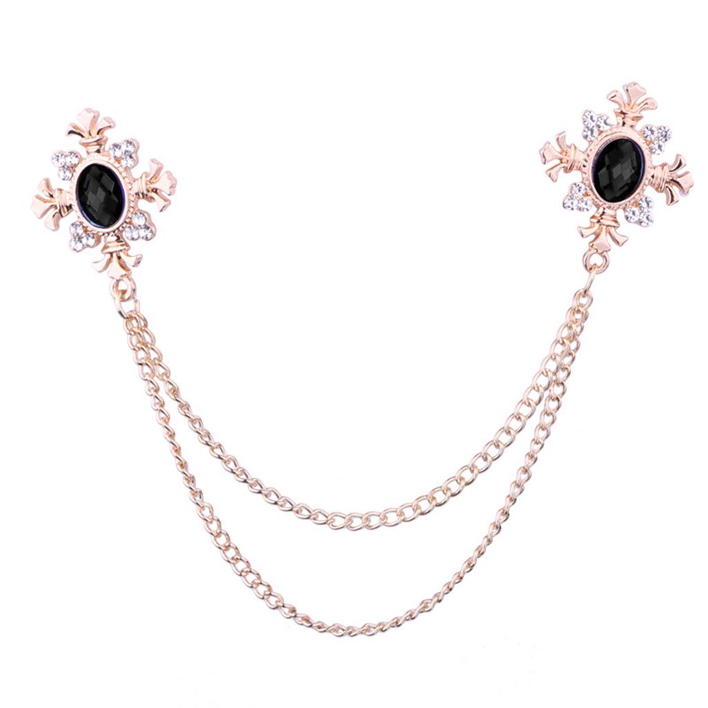 Elegant Tassel Rhinestone Cross Collar Pin For Shirts Fashionable Enthusiasts Suit Shirt Collar Brooch Trendy Jewelry
