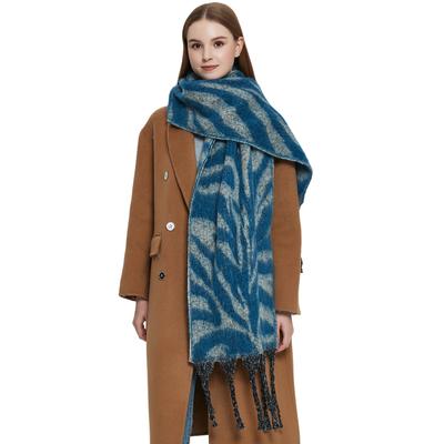 Europäischer und Amerikanischer Stil Damenmode Herbst und Winter Warmer Pashmina Jacquard Zebra Schal Quasten Schal