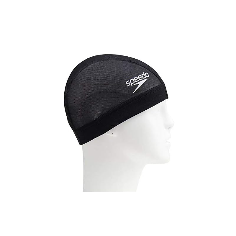 Speedo Logo Mesh Swim Cap, Unisex, SE12050, Black, Size L