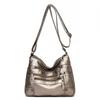 Solid Color Multi Zipper Bag Vintage Soft Leather Shoulder Bag  Casual Crossbody Purse For Work