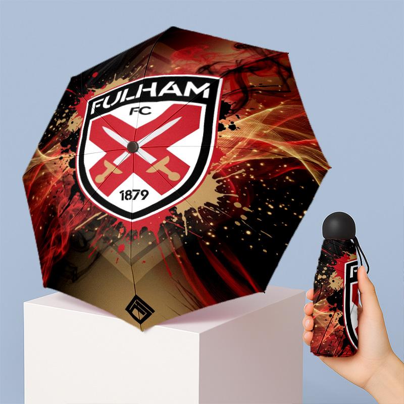 Fulham Football Pattern Printed Mini 5 Folds 8 Ribs Compact Umbrella Windproof Waterproof Lightweight Portable Folding
