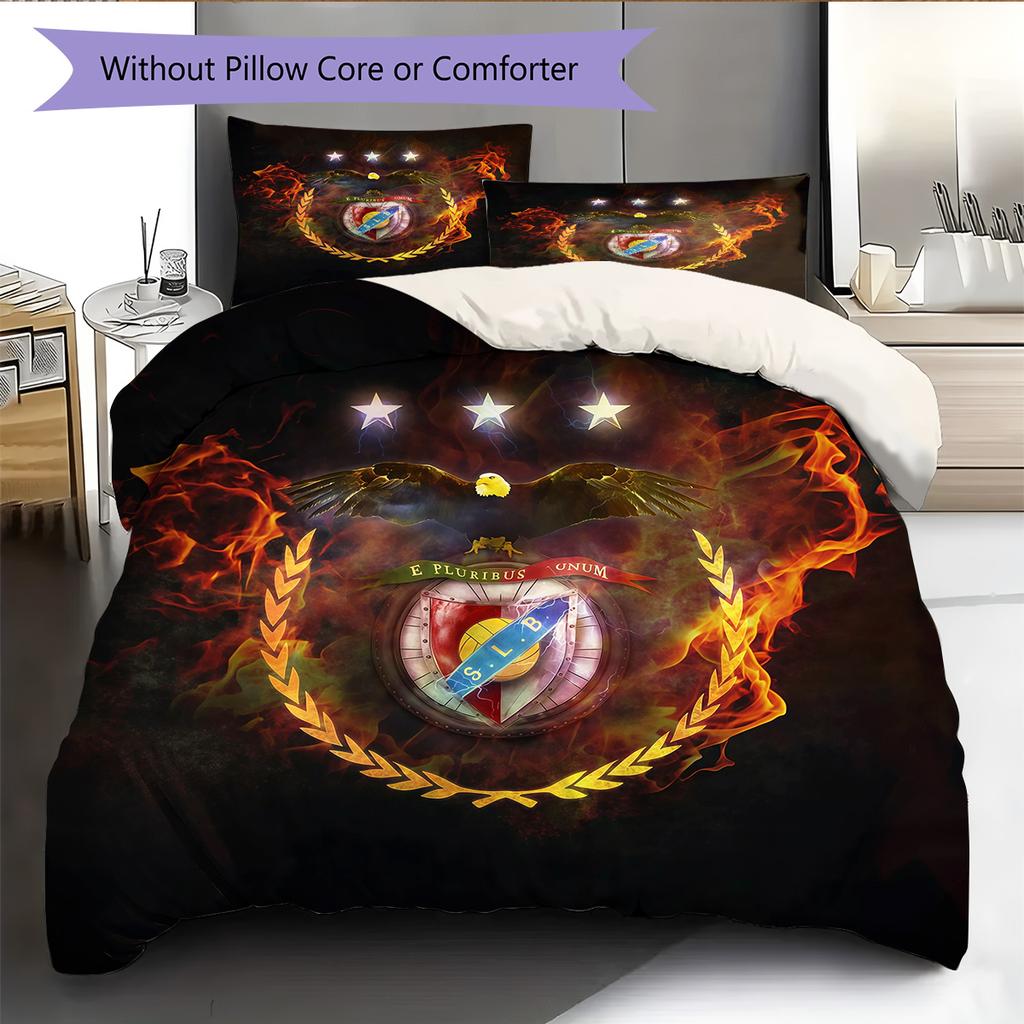 Sport Lisboa E Benfica Pattern Bedding Quilt Set  Home Decoration  Gift (1 * Duvet Cover + 2 * Pillowcase  Without Core)