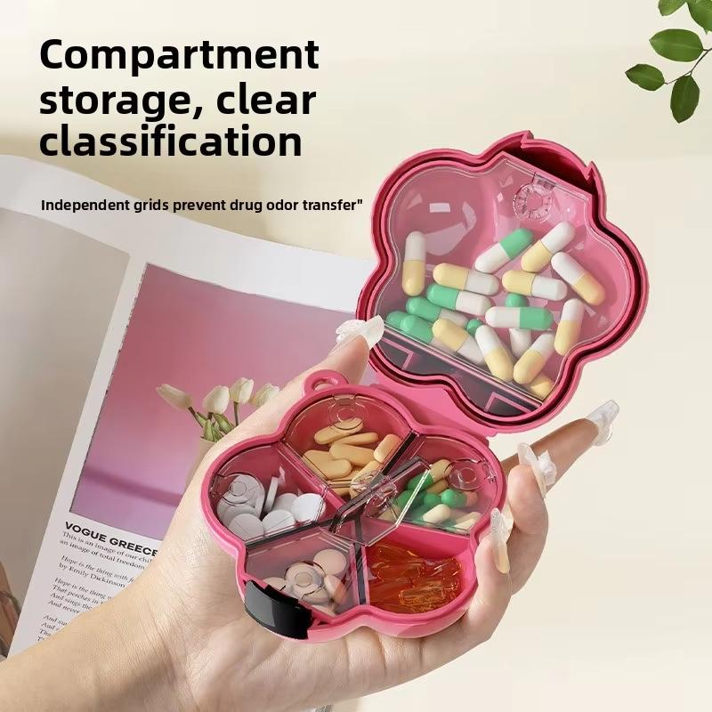 Kreative Blumen Pillendose Tragbare Aufbewahrungsbox Anhänger Wasserdicht mit Trennwänden Schmucketui Kunststoff Dopamin Organizer Box