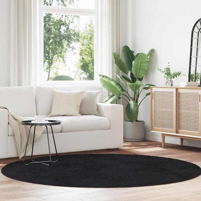 VidaXL Tapis shaggy à poils longs noir 200x200 cm polyester, tapis, tapis de chambre, tapis moderne, tapis de salon, tapis 4102918
