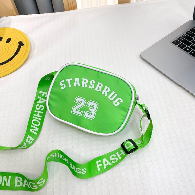 Cute Spring 2024 Kids Shoulder Bag Unisex Cartoon Print Fashionable Mini Bag зелёный