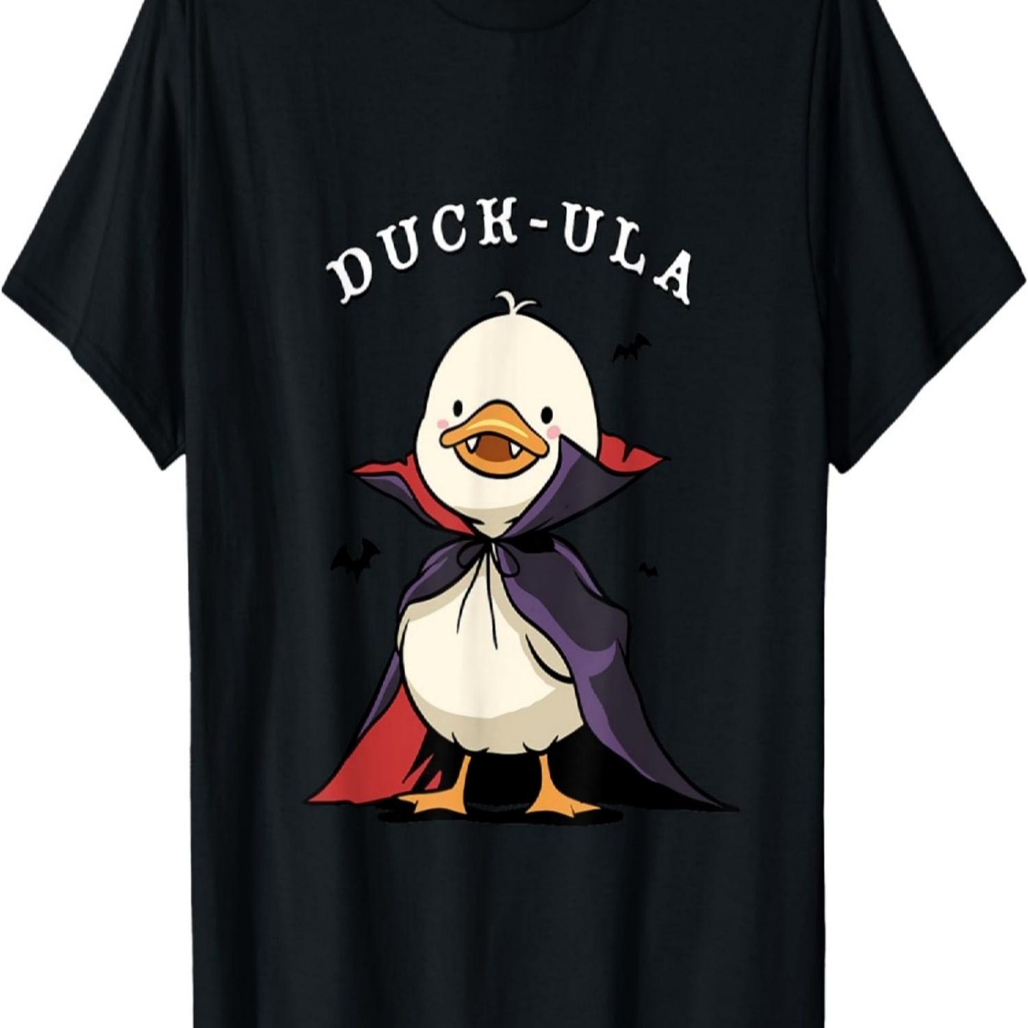 Duckula Funny Vampire Duck Halloween Cartoon Animal Pun T-Shirt S чёрный