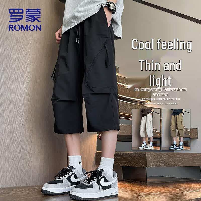 ROMON Men s Summer Quick-Dry Mesh Capri Pants 3XL чёрный