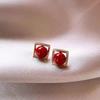2024 Women's French Retro Red Pearl Earrings - S925 Silver, Simple Design