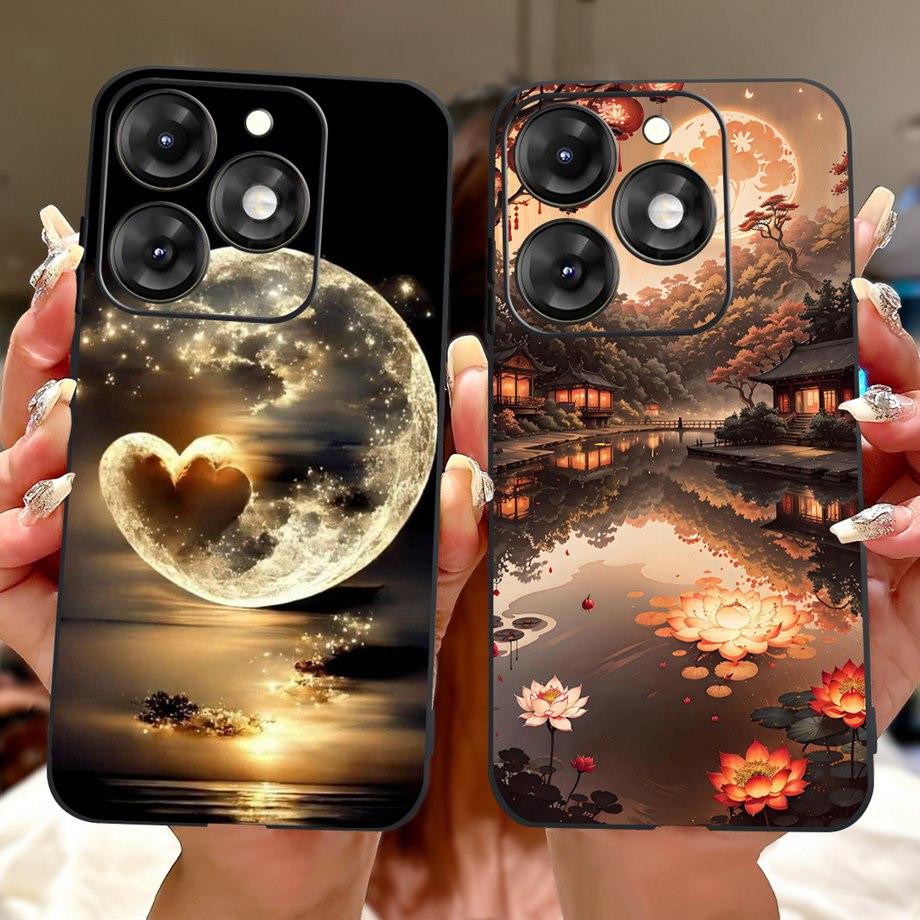 Dragon Koi Fish Landscape Phone Case For Itel A70 A60 A60s Cover Soft TPU Cartoon Bumper On Itel A27 A25 A35 A48 Shockproof Etui