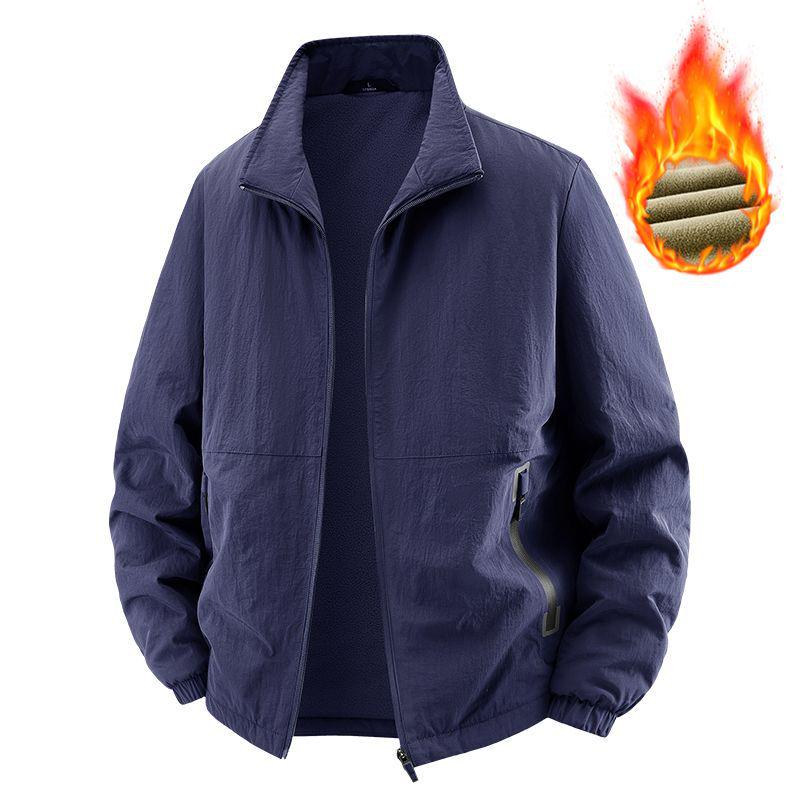 

Men s Velvet-Lined Stand Collar Winter Jacket - Loose Fit, Plus Sizes Available 3XL (155-170 jin) темно-синього кольору