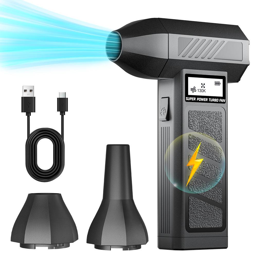 Turbo Jet Fan Electric Air Duster 4 Gears Adjustable Car Blowing Snow Cleaning Blower Tools 130000 RPM Portable Type-C Charging