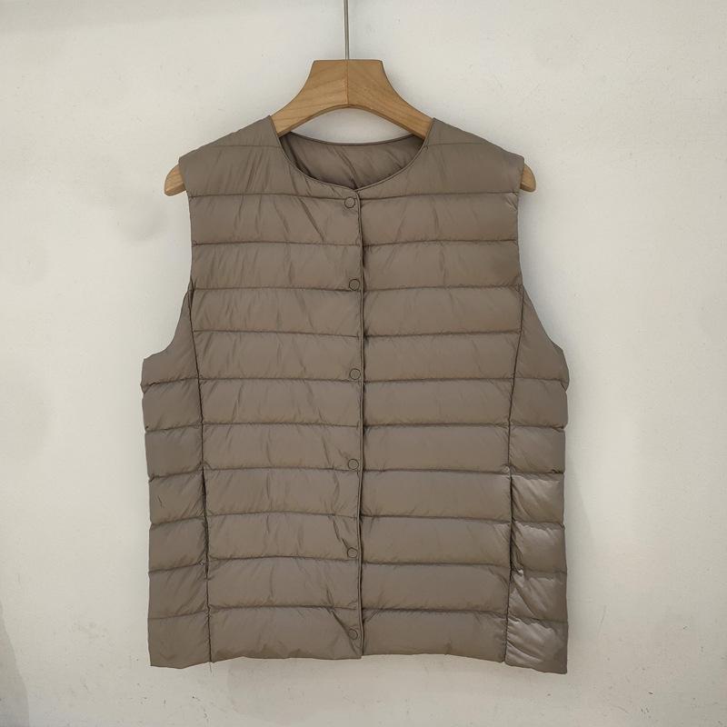 Women's 2025 Lightweight Collarless Down Vest - Short, Versatile, Fashionable Korean Style.