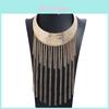 Fashionable Retro Multi Layer Tassel Design Women Metal Necklace For Alternative Fashion Enthusiasts