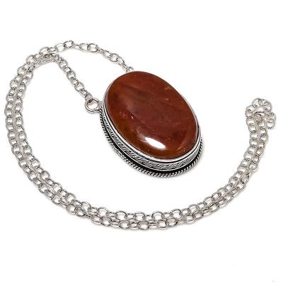 Natural Hematoid Gemstone Handmade 925 Sterling Silver Gift Necklace 20" t1A18