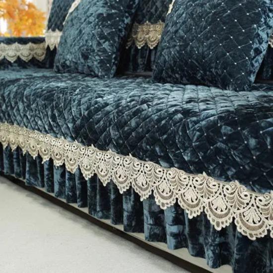 European Sofa Cover Living Room Thicken Warm Non-slip Plush Sofa Cushion Universal With Hemline Sofa Towel Cushion Full Cover
