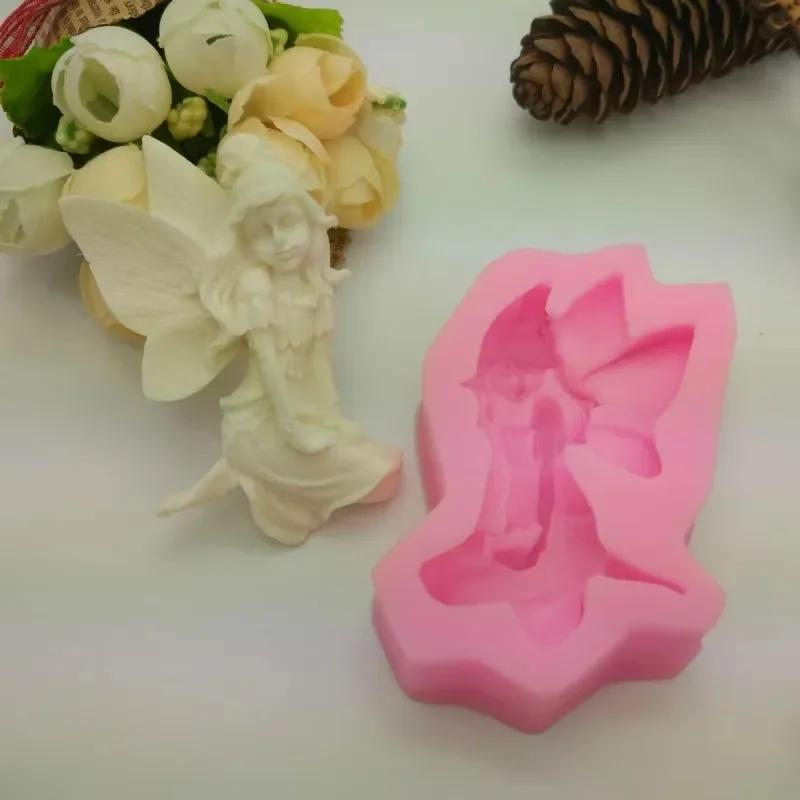 Cute Creative Fairy Shaped Flower Silicone Handmade Soap Mold Fondant  Cake Chocolate Mold Ice Cream Mold Soap Making Accessory