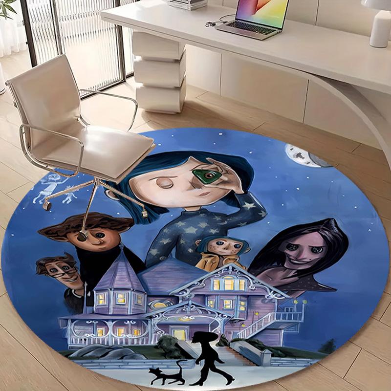 1pc Coraline (5) Design Printed Area Round Carpet for Bedroom Living Room Home Decor Rugs Mat Non Slip Mat Rug for Bedside