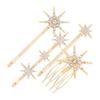 FOMIYES 4pcs Gold Metal Hair Clips with Rhinestone Decor, 2.17 Inch for Wedding Party Hair Accessories for Girls