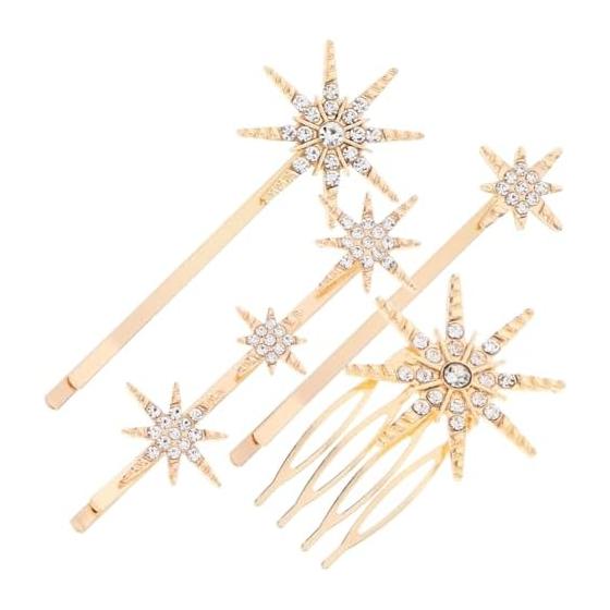 FOMIYES 4pcs Gold Metal Hair Clips with Rhinestone Decor, 2.17 Inch for Wedding Party Hair Accessories for Girls