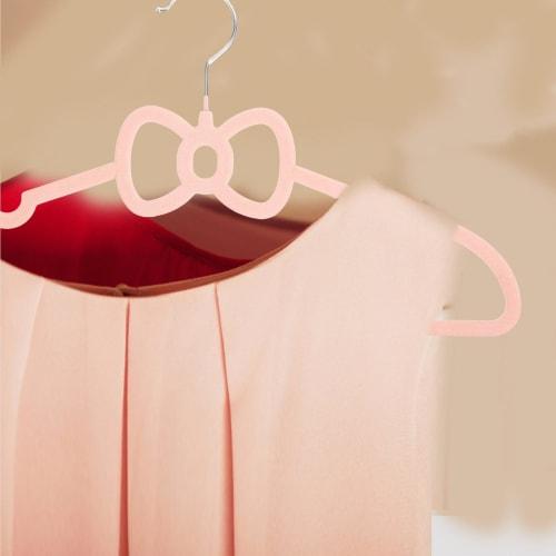 NUOLUX Clothes Hangers, Ribbon, Non-Slip, Pink, 39.5cm, 10 Pieces, Cute Butterfly Shape, Prevents Sagging, Suitable for Suits, Jackets, Basic Clothes,
