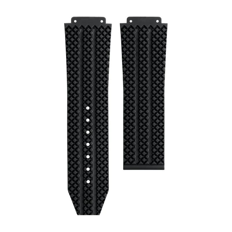 25x19mm Soft Nature Rubber Watchband Convex End For Hublot Strap For Big Bang Series Men Strap Stainless Fold Buckle Screwdriver