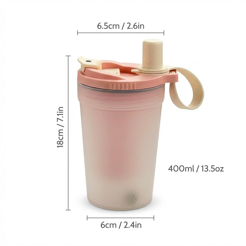 400ML Portable Tumbler Water Cup With Strainer&Straw Heat-resistant Leak-proof Transparent Plastic Drinking Bottle For Students