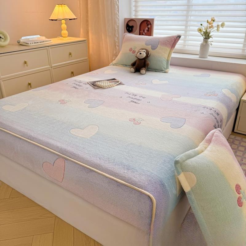 Milk fleece mattress winter thickened Simmons bedspread protective cover fleece non-slip