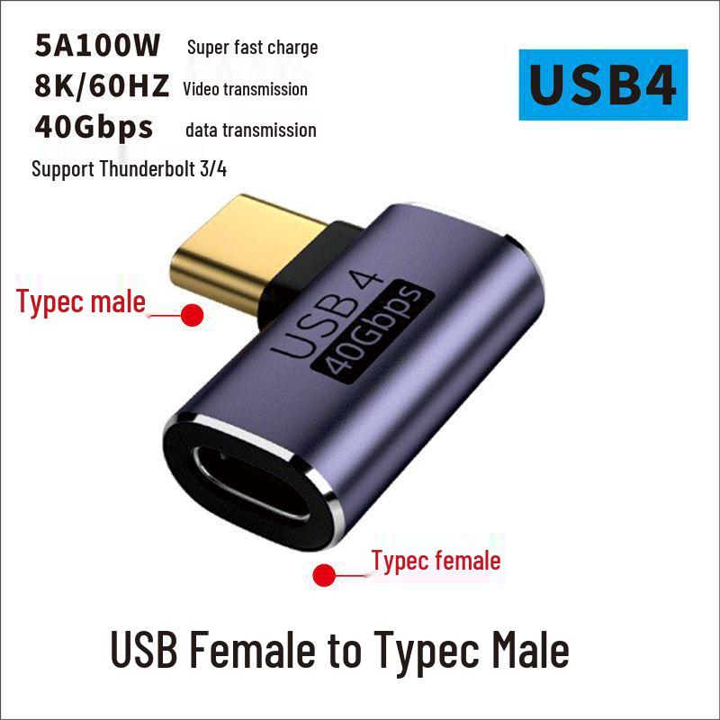 USB Type-C samec na samici 90° pravý úhel vertikální adaptér - kompatibilní s Thunderbolt 3