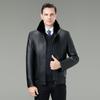Luxury Men's Winter Leather Jacket with Down Liner - Middle-Aged Business Casual Warm Fur