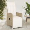 VidaXL Garden Reclining Chairs Set of 2 and Cushions Beige Rattan, Reclining Garden Armchair, Recliner Armchair of 365703