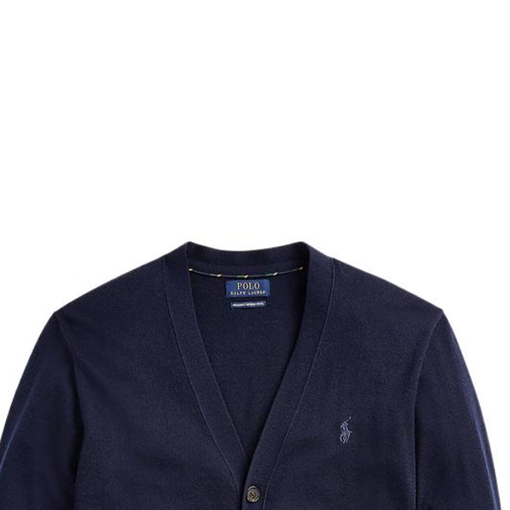 Polo Ralph Lauren Solid Color V-Neck Button Knit Sweater Men sweater Blue MNPOSWE16820431-400