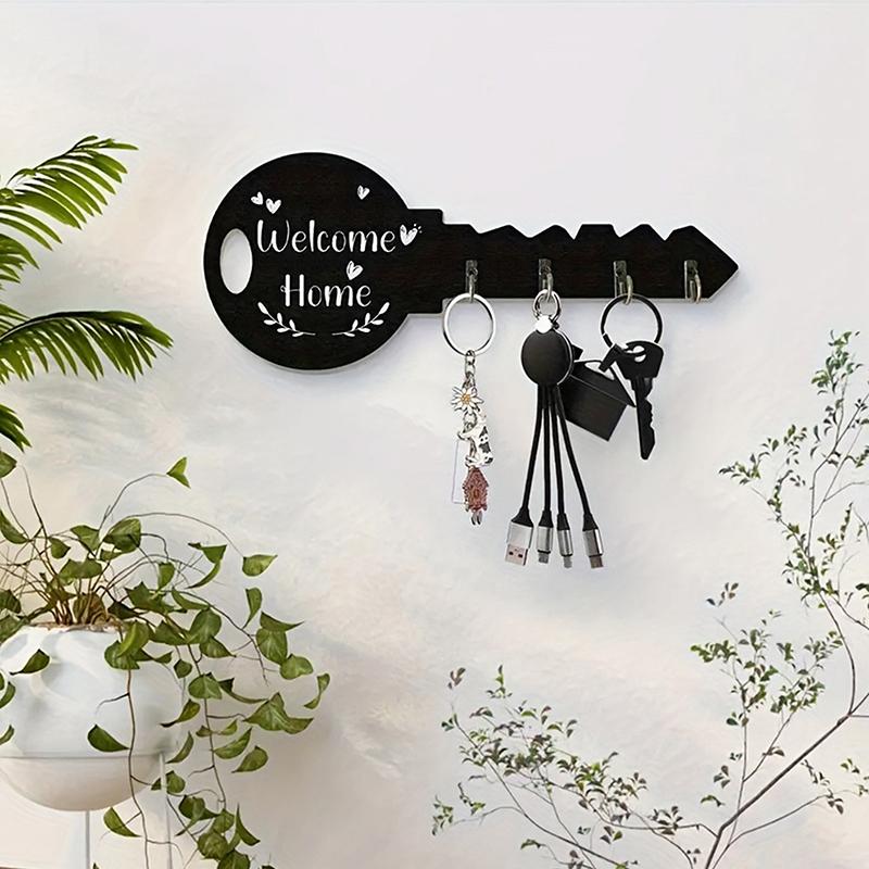 Storage Creative Wooden Organizer Key Frame Wall Mounted Modern Wall Storage Hook Boxwood Retro Hanging Storage Rack Clothing
