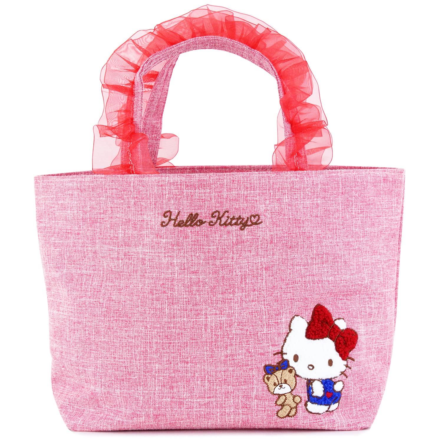 

Сумка з органзи з вишивкою сагара та оборкою, персонаж Sanrio Hello Kitty, червона