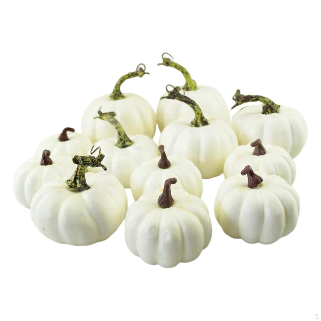 12x White Artificial Pumpkins DIY Harvest Crafts Mini Foam Fall for Autumn Halloween
