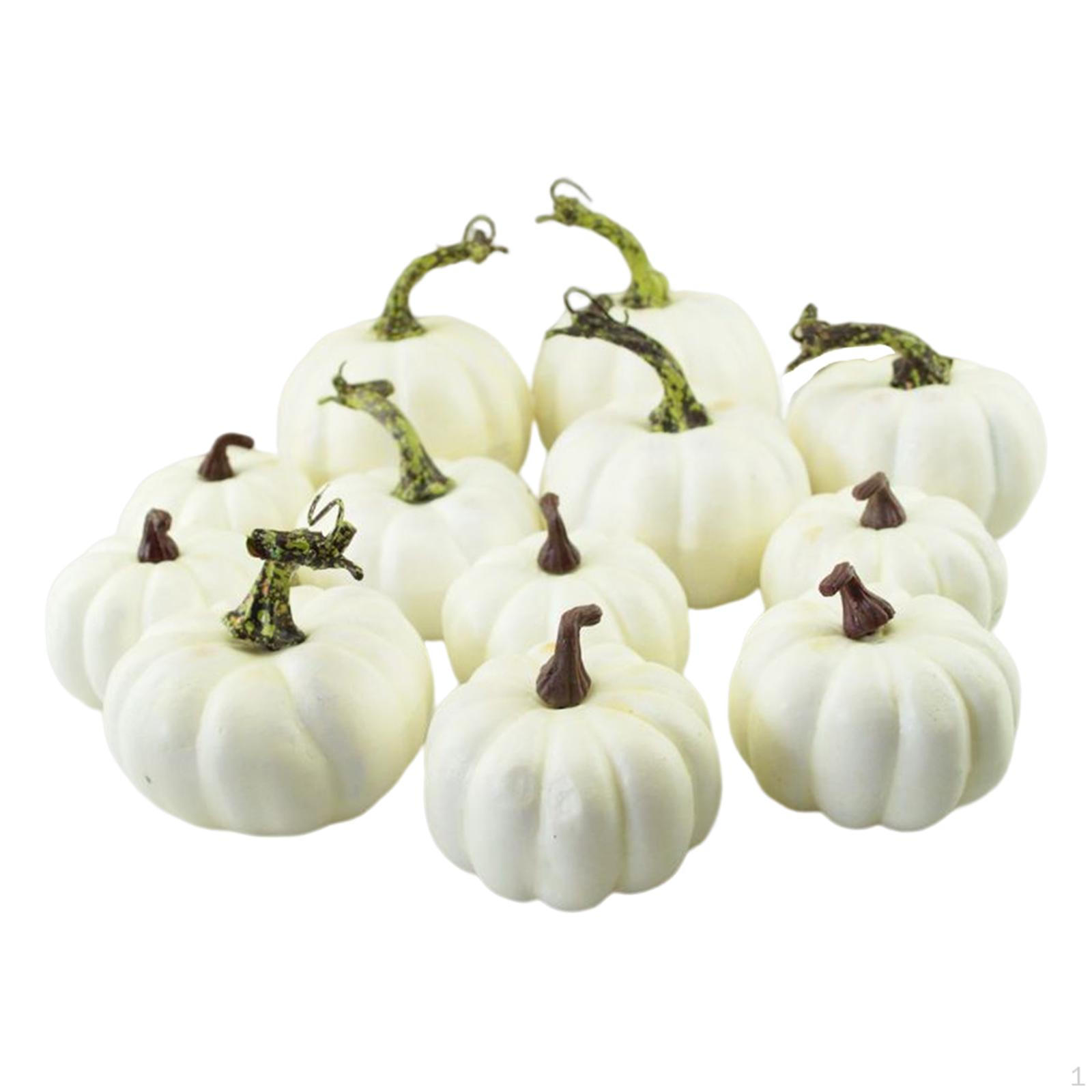 

12x White Artificial Pumpkins DIY Harvest Crafts Mini Foam Fall for Autumn Halloween