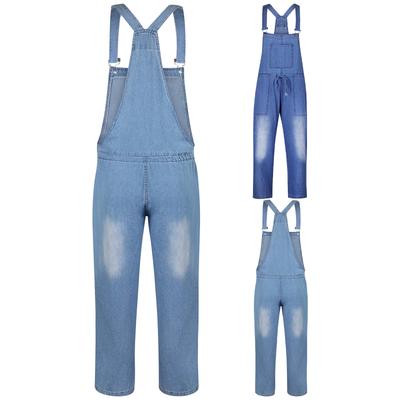 Minimalist Casual Drawstring Denim Camisole Jumpsuit