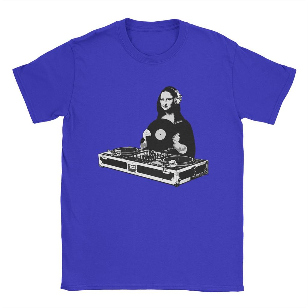 Men DJ Mona Lisa T Shirt Pure Cotton Clothes Humor Short Sleeve Crewneck Tee Shirt Gift Idea T-Shirts