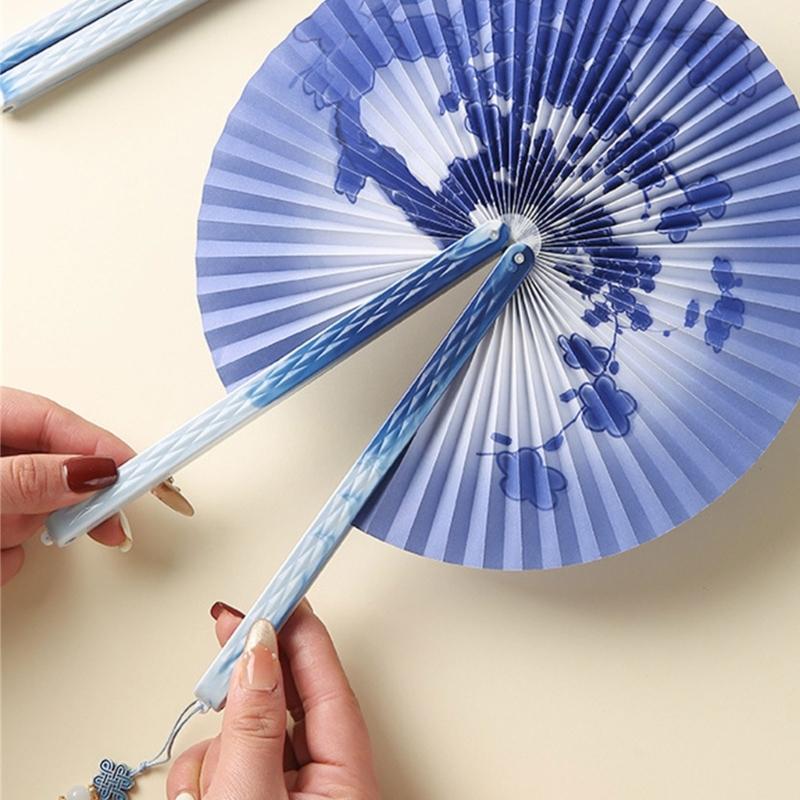 Round Magnetic Folding Hand Fan Compactly Coolings Fans For Outdoor Game Christmas Decorations Festival Performances